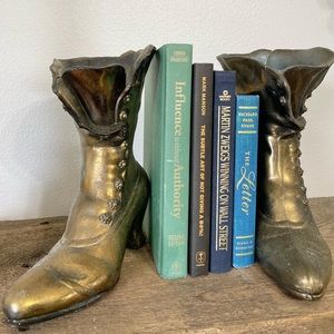 Mid-Century Brass Victorian Boot Vase home decor SET